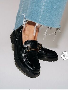 Steve Madden Mistor Black Leather Loafers